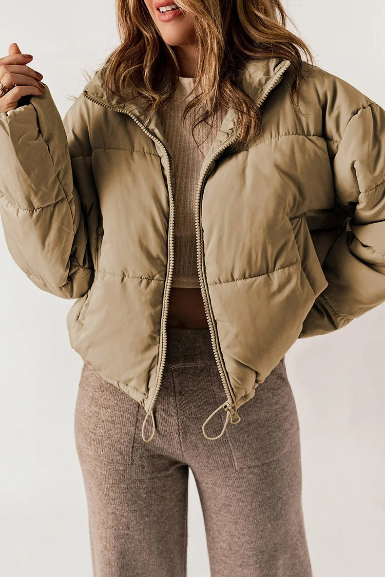 Selina - Damen Steppjacke Cropped mit Stehkragen