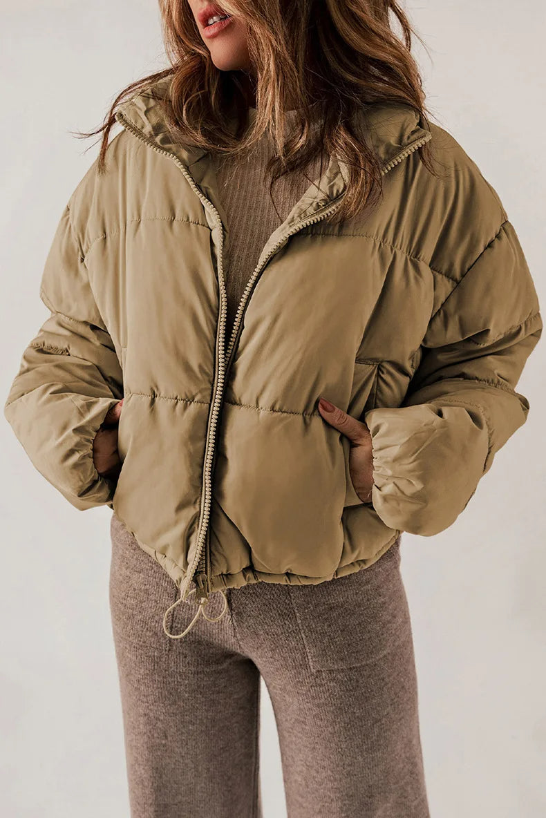 Selina - Damen Steppjacke Cropped mit Stehkragen