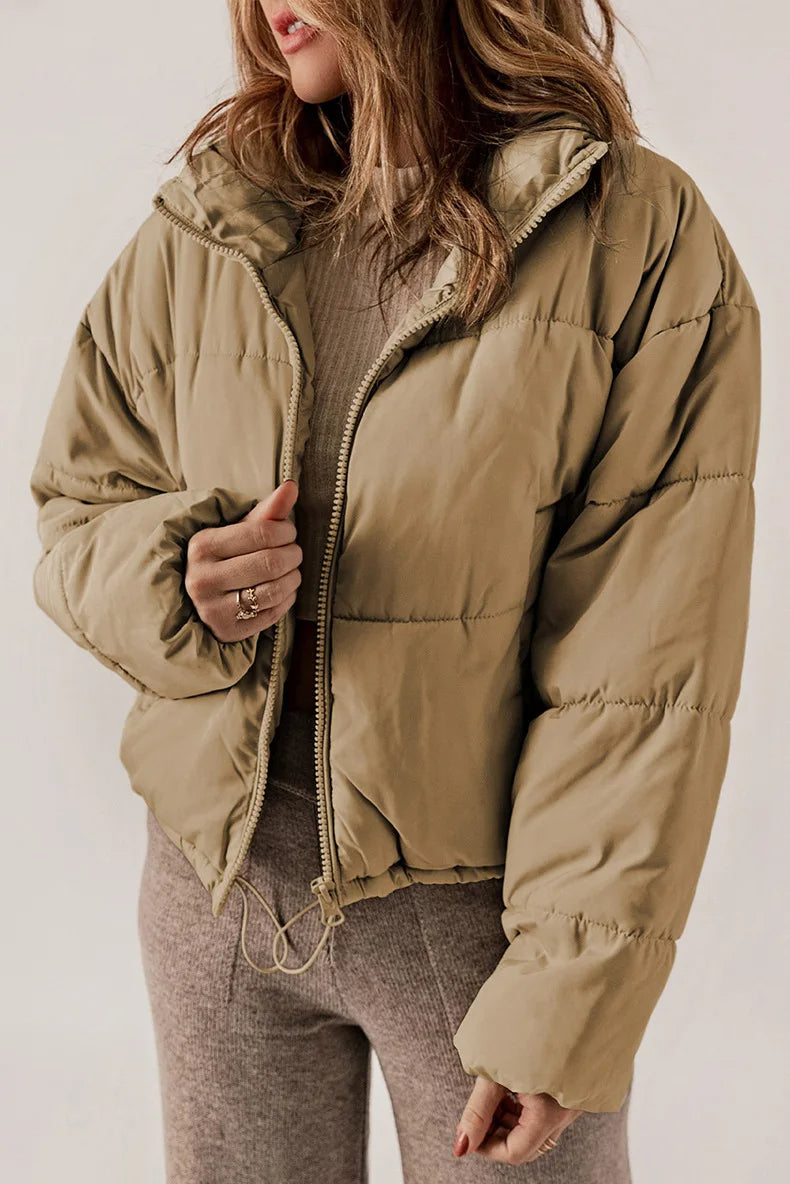 Selina - Damen Steppjacke Cropped mit Stehkragen