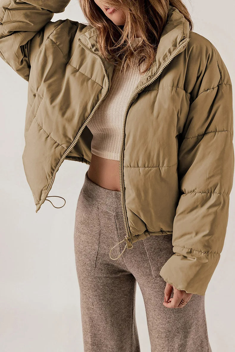 Selina - Damen Steppjacke Cropped mit Stehkragen