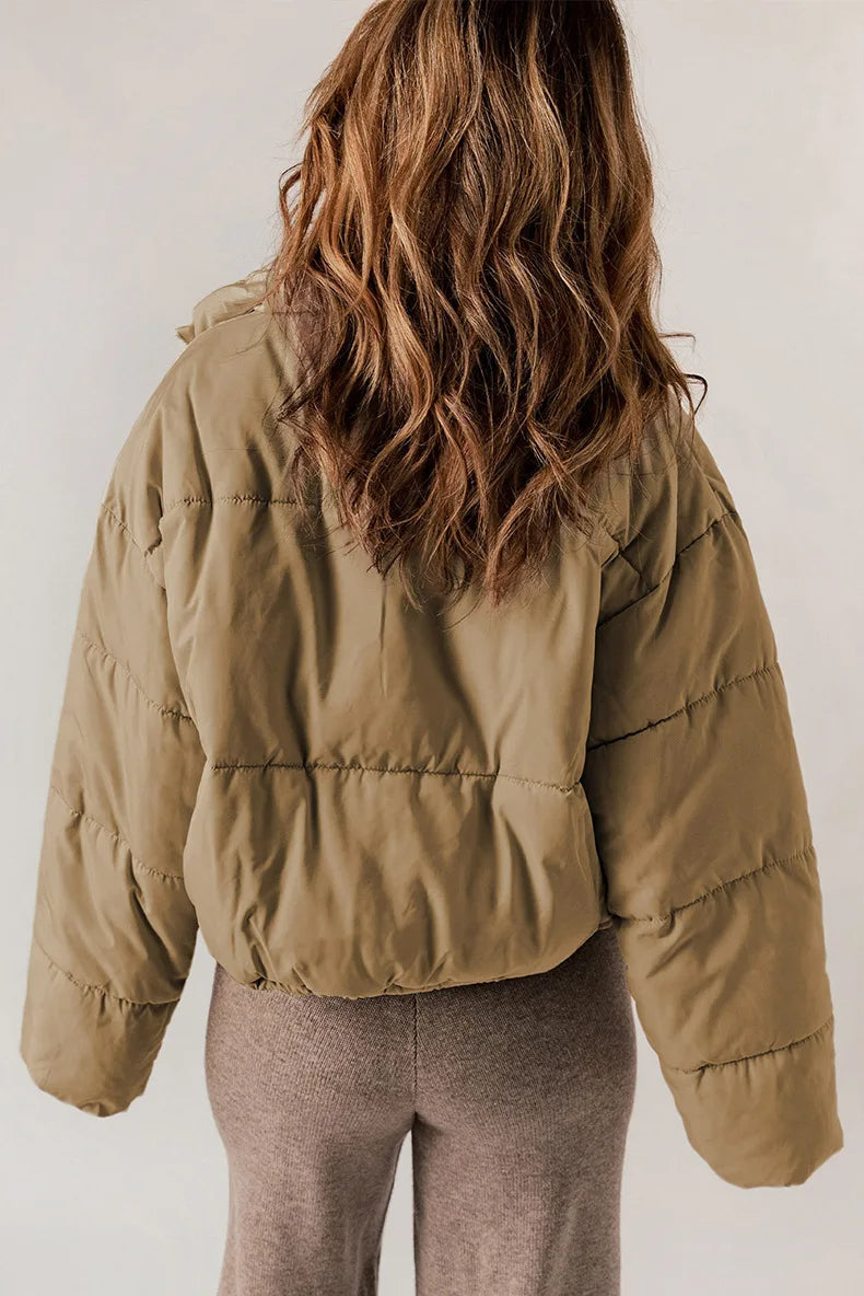 Selina - Damen Steppjacke Cropped mit Stehkragen