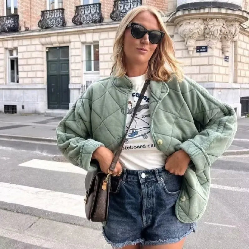 Mara – Gesteppte Baumwolljacke mit Knopfleiste