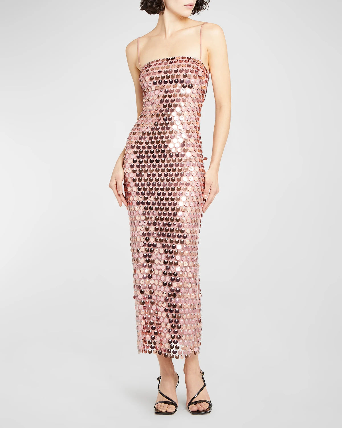 serena – pailletten-maxikleid mit spaghetti-trägern