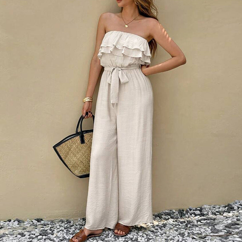 Leonie – Schulterfreier Sommer-Jumpsuit mit Rüschen