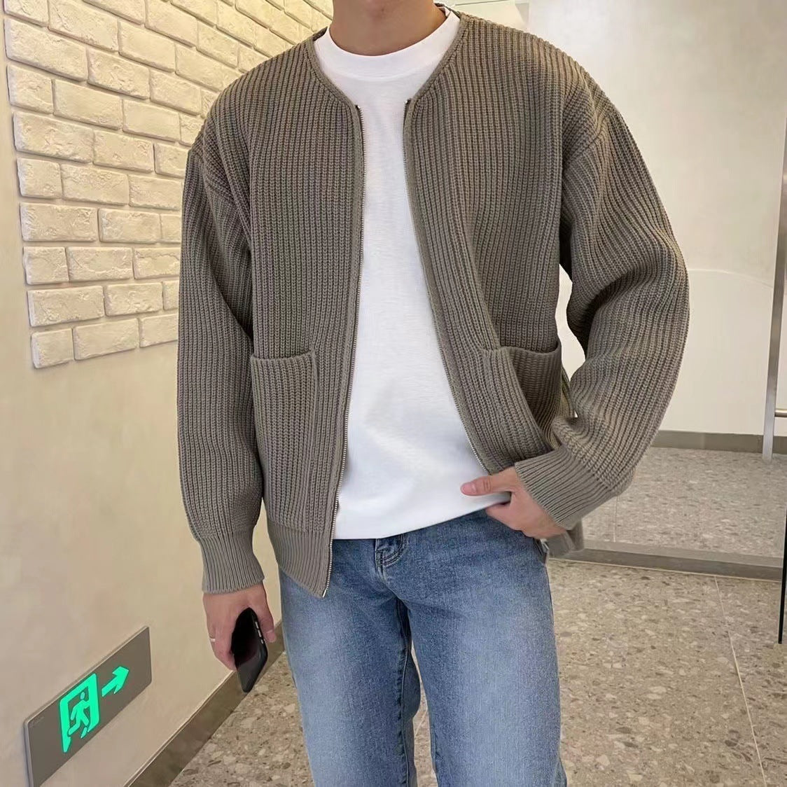Noah - Herren Strickjacke mit Reißverschluss