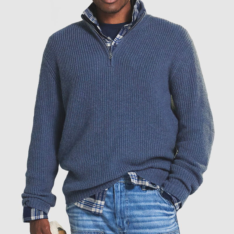 Liam – Herren Strickpullover mit halbem Reißverschluss