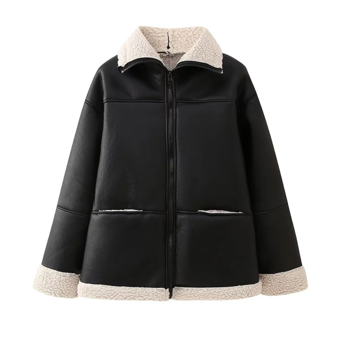 Amelie – Oversize Winterjacke mit Fellimitat