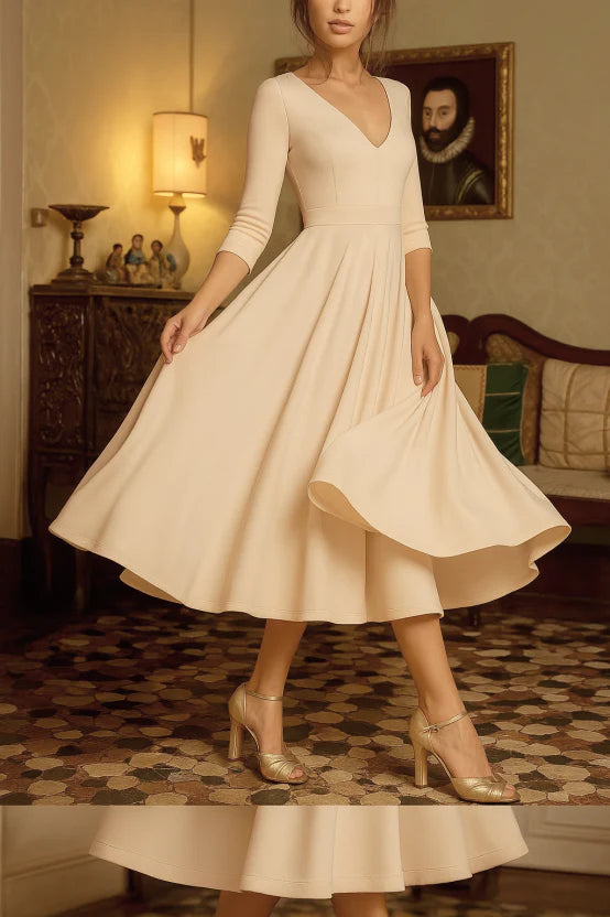 Seraphina - Damen Midikleid mit V-Ausschnitt