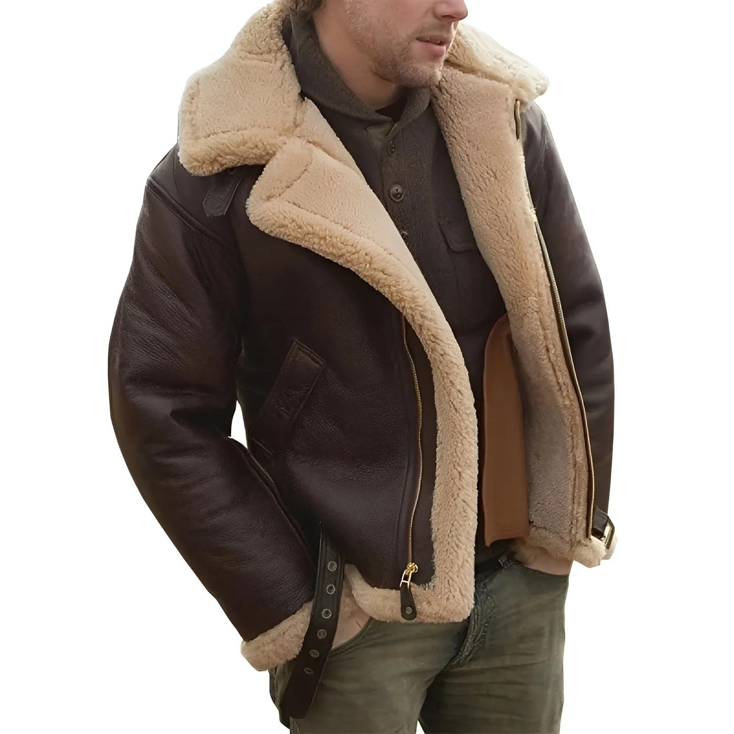 Graves – Aviator Lederjacke mit Fellfutter
