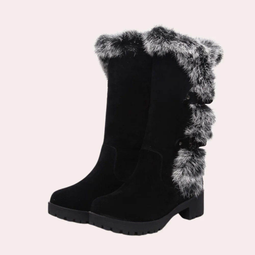 Mila - Damen Winterstiefel mit Kunstfellbesatz und Blockabsatz