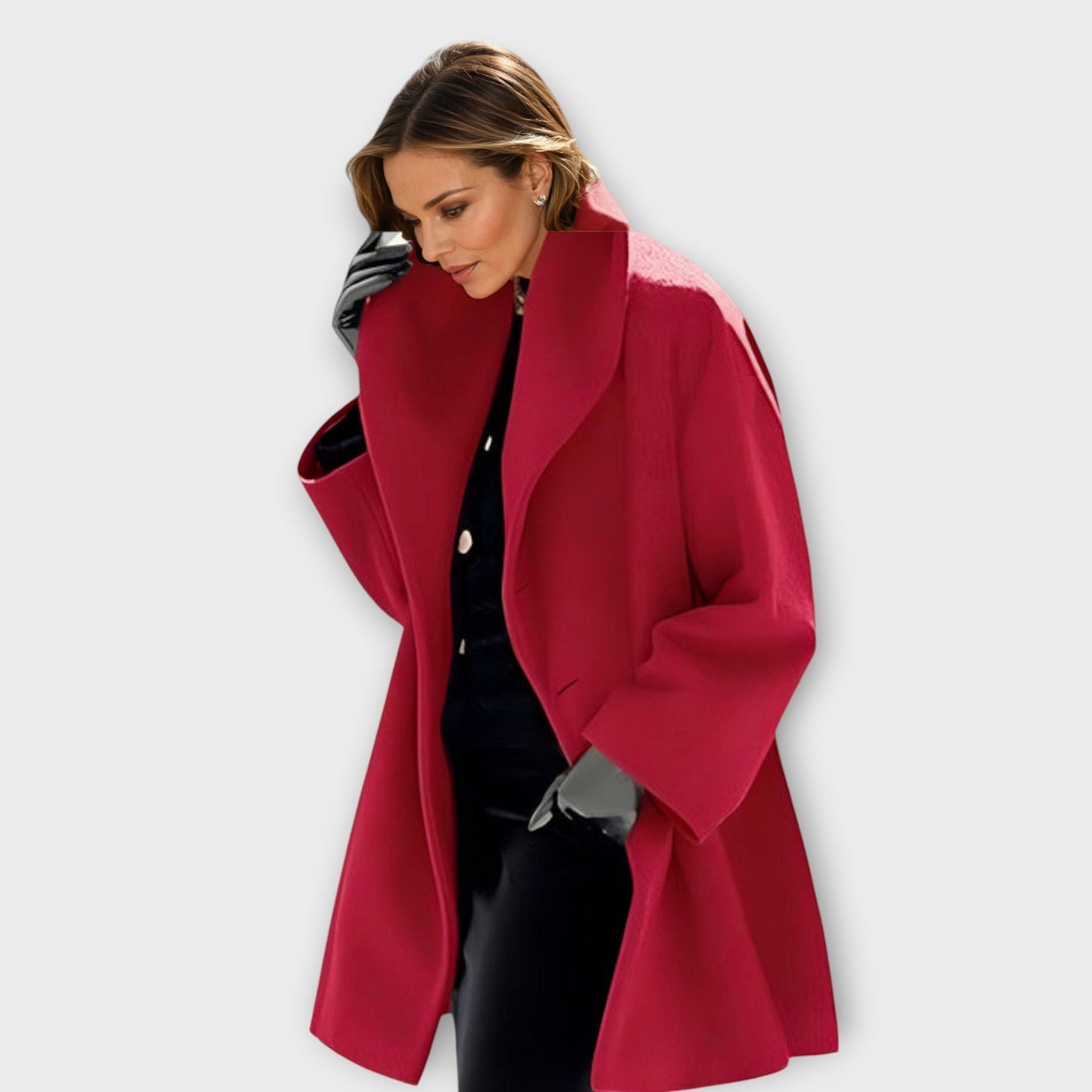 Elisa – Damen Wollmantel mit weitem Schnitt