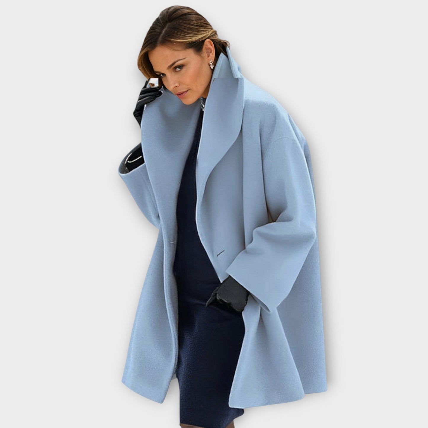 Elisa – Damen Wollmantel mit weitem Schnitt