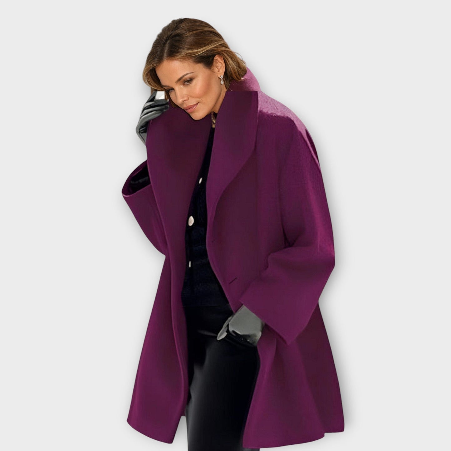Elisa – Damen Wollmantel mit weitem Schnitt