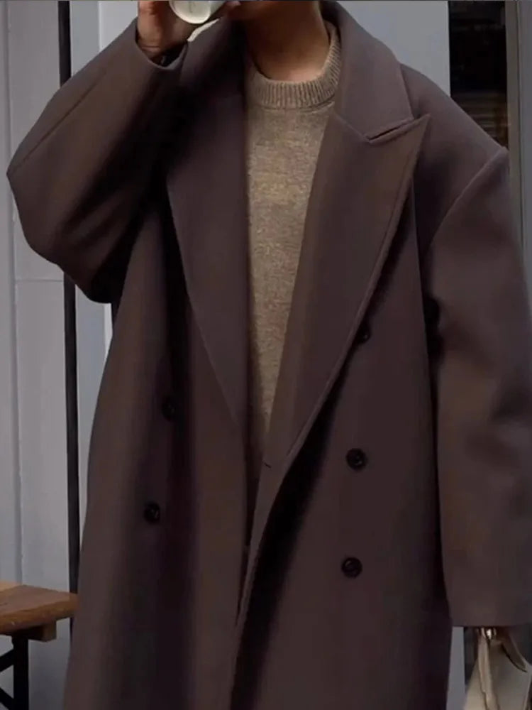 Elodie – Damen Oversize-Mantel mit Reverskragen und Knopfleiste