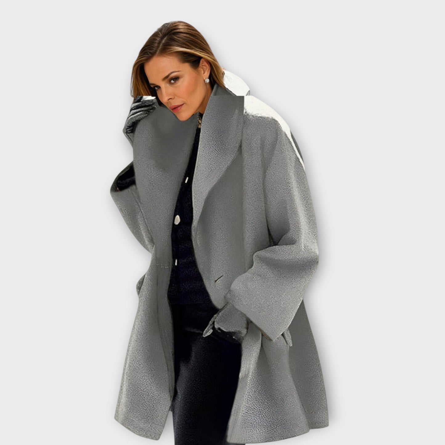 Elisa – Damen Wollmantel mit weitem Schnitt