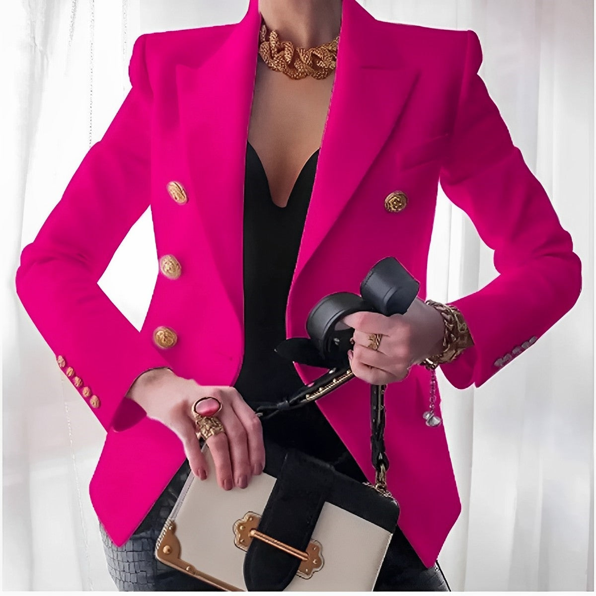 Sofia - Damen Blazer mit doppelreihigen Goldknöpfen