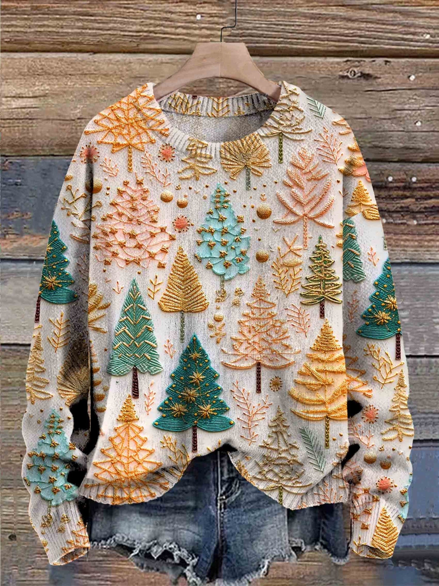 Clara - Damen Weihnachts Pullover Strick Langarm