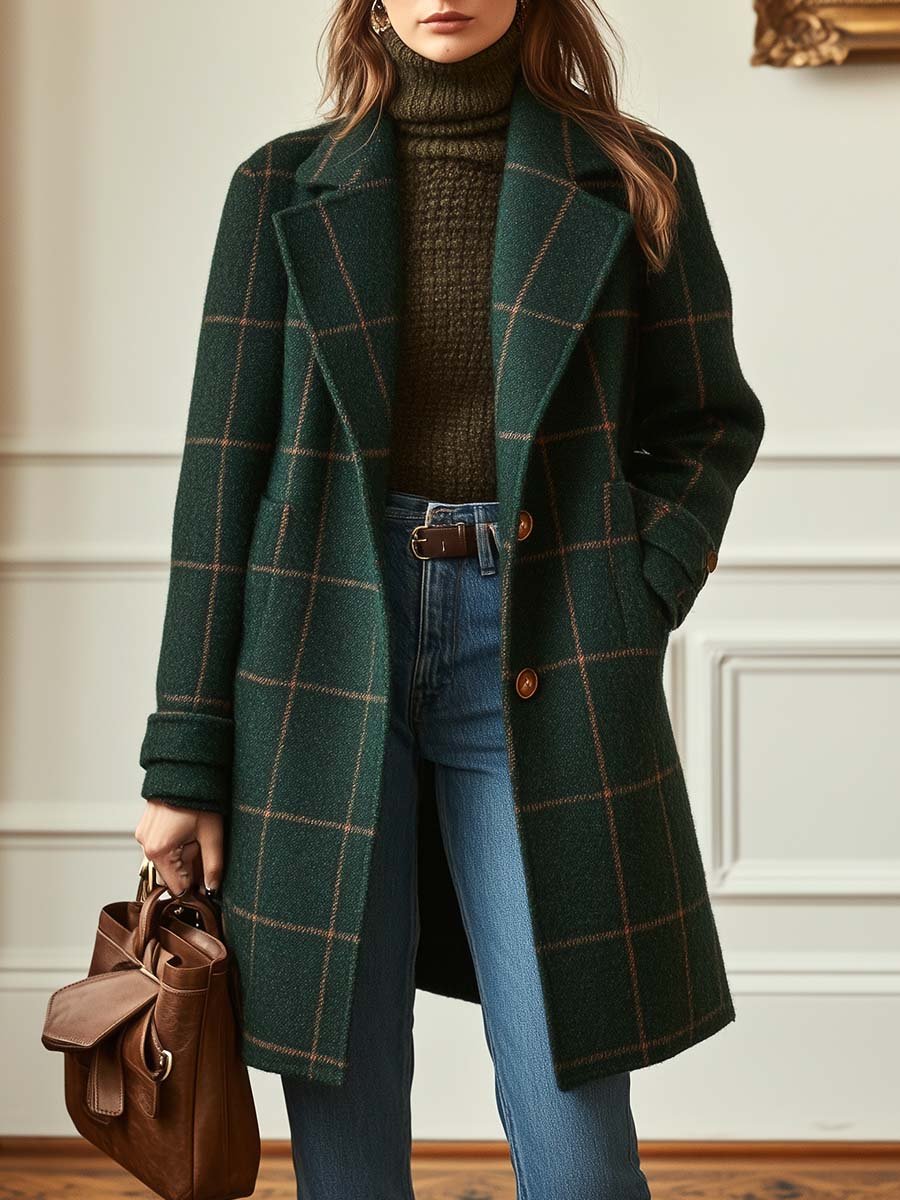 Clara – Kariertes Wollmantel Damen