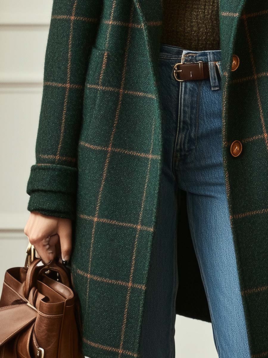 Clara – Kariertes Wollmantel Damen