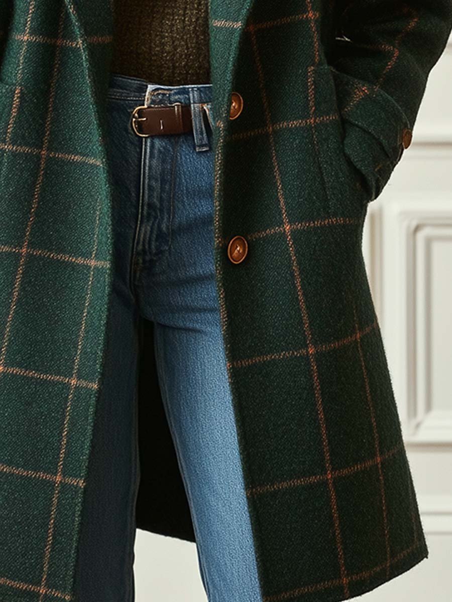 Clara – Kariertes Wollmantel Damen
