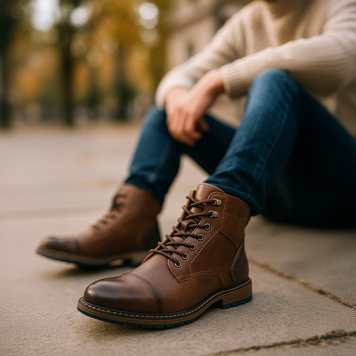 David – Robuste Leder-Boots mit Kontrastdetails für Herren