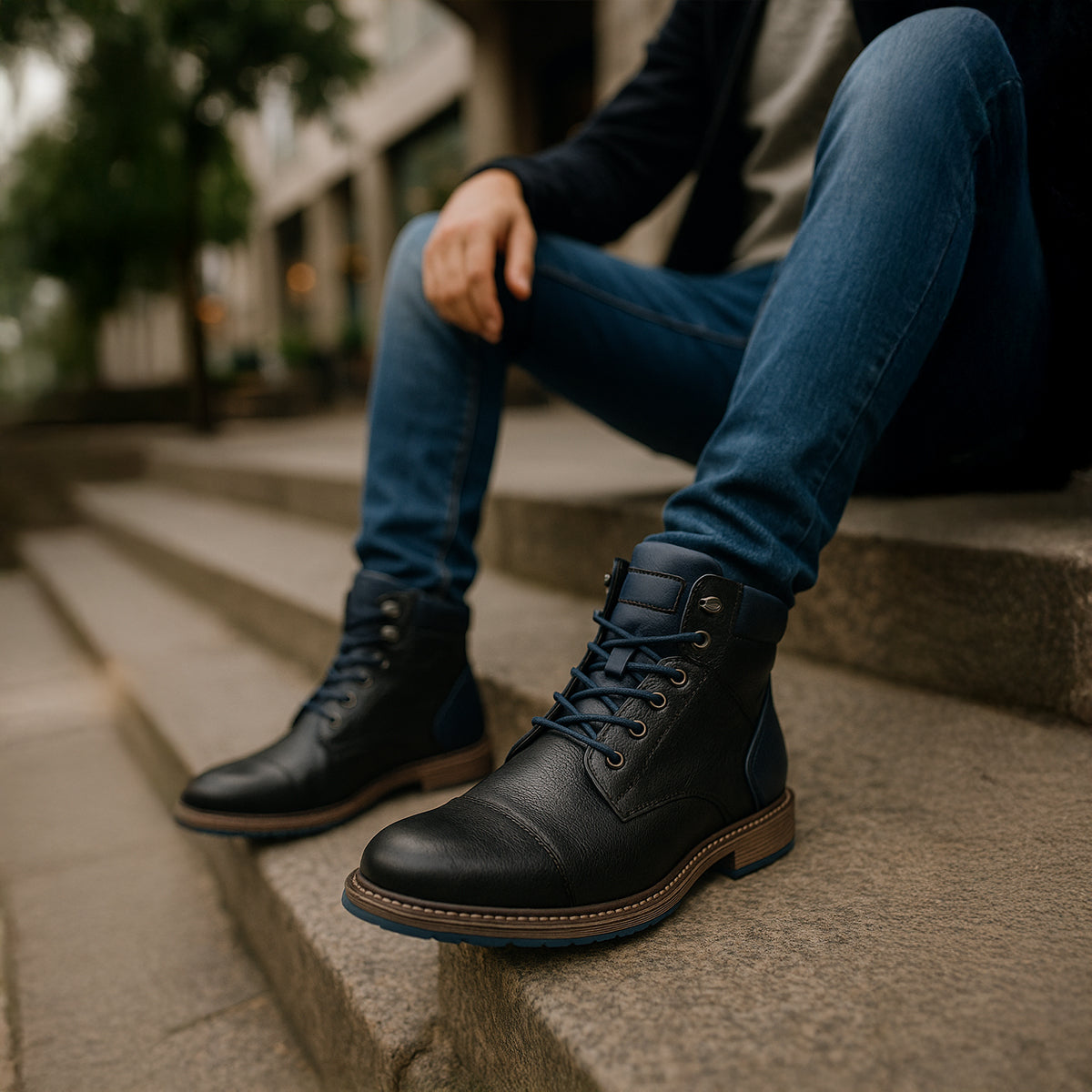 David – Robuste Leder-Boots mit Kontrastdetails für Herren