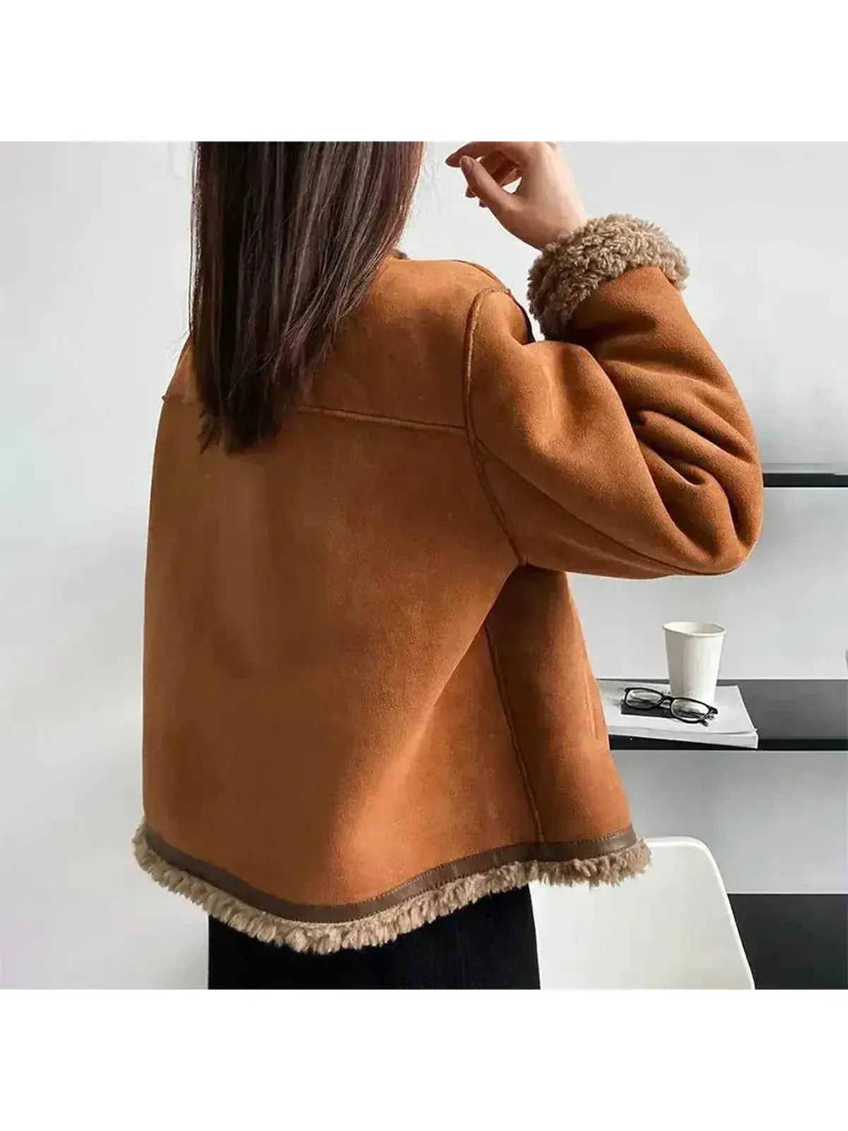 Sophie – Teddyfell-Jacke Damen mit Knopfleiste und Kuschel-Innenfutter