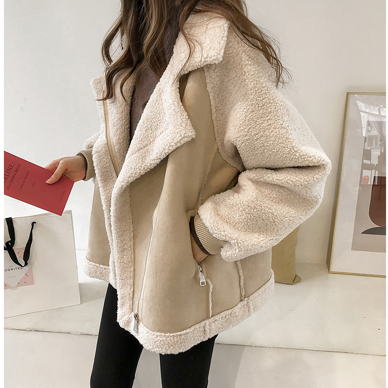 Alina - Damen Teddyjacke mit Umlegekragen