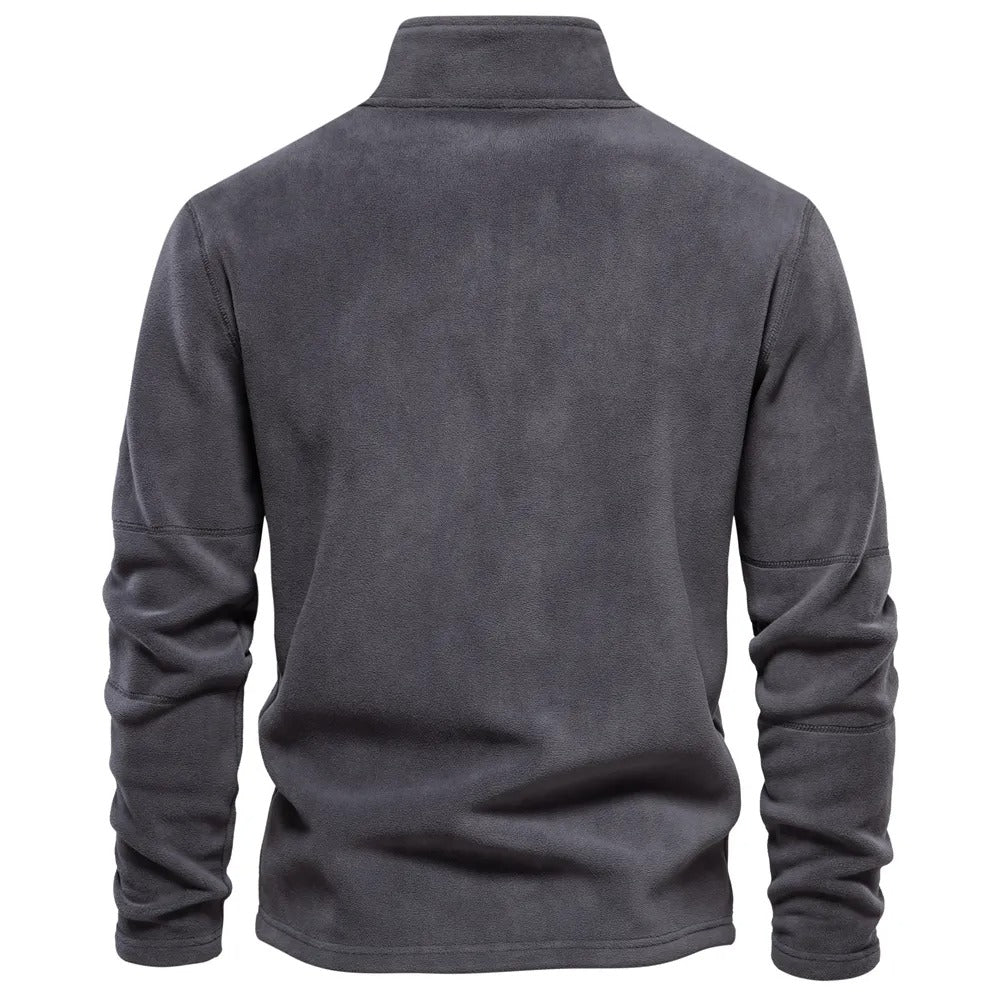 Renzo – Herren Fleece-Pullover mit Stehkragen und halbem Reißverschluss