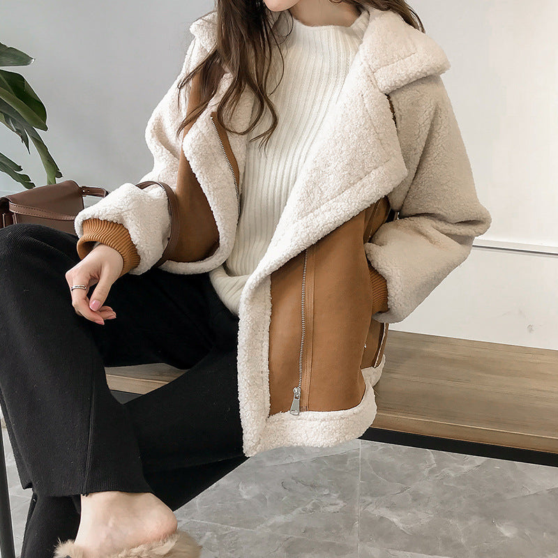 Alina - Damen Teddyjacke mit Umlegekragen