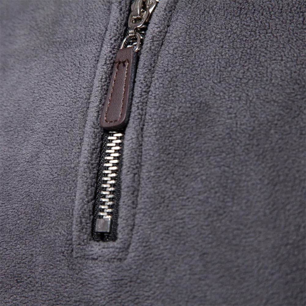 Renzo – Herren Fleece-Pullover mit Stehkragen und halbem Reißverschluss