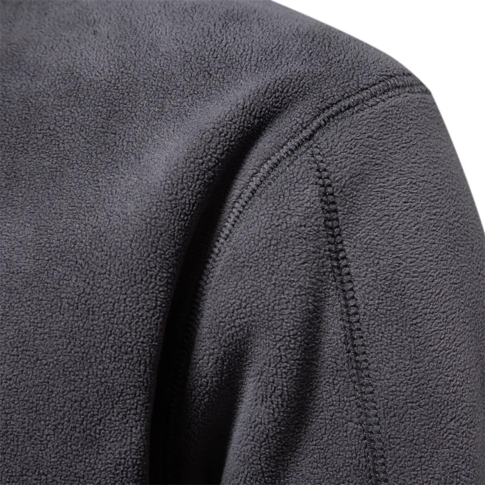 Renzo – Herren Fleece-Pullover mit Stehkragen und halbem Reißverschluss