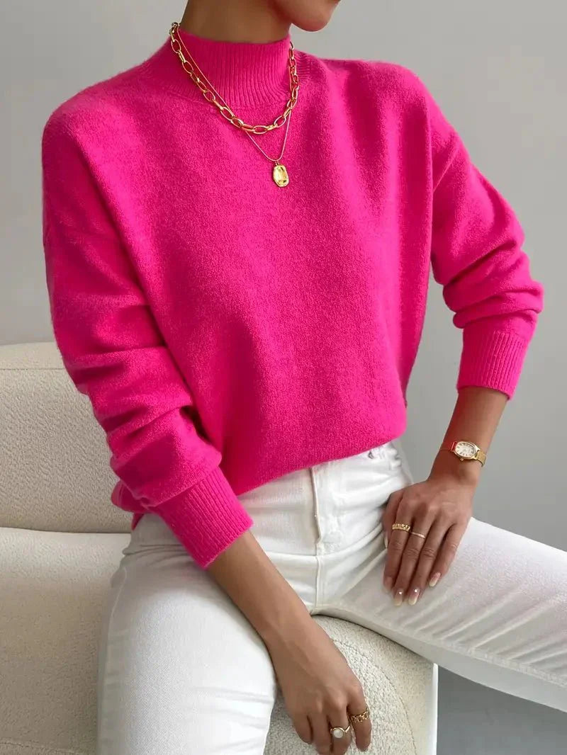 Clara - Damen Strickpullover mit Stehkragen