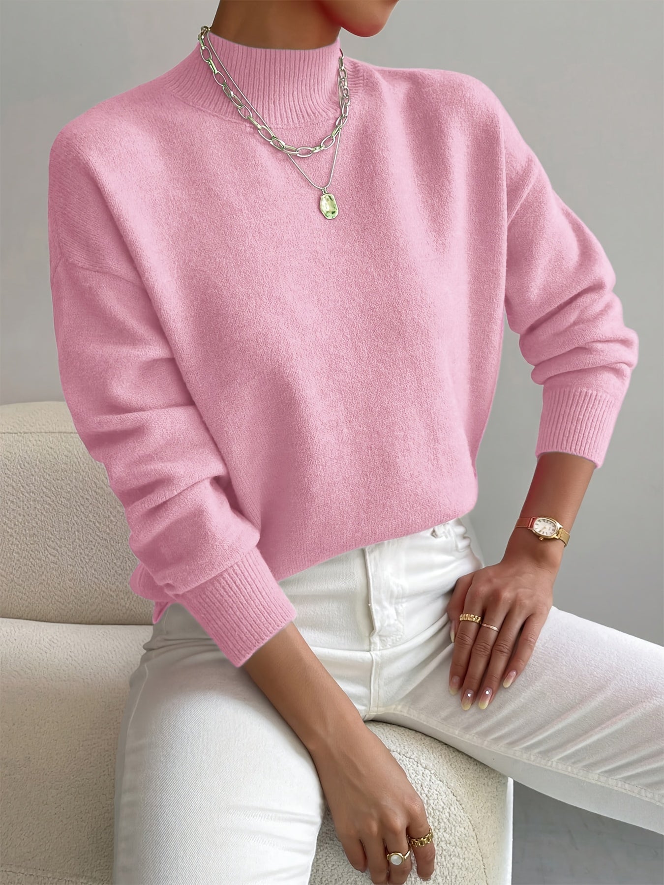 Clara - Damen Strickpullover mit Stehkragen