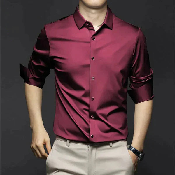 Noah - Herren Hemd Slim Fit mit Glanz-Effekt und Langarm