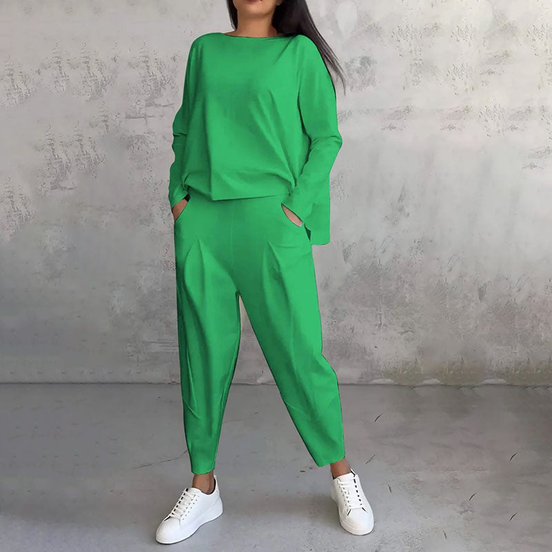 Elena - Damen Zweiteiler Set mit Longsleeve und Hose