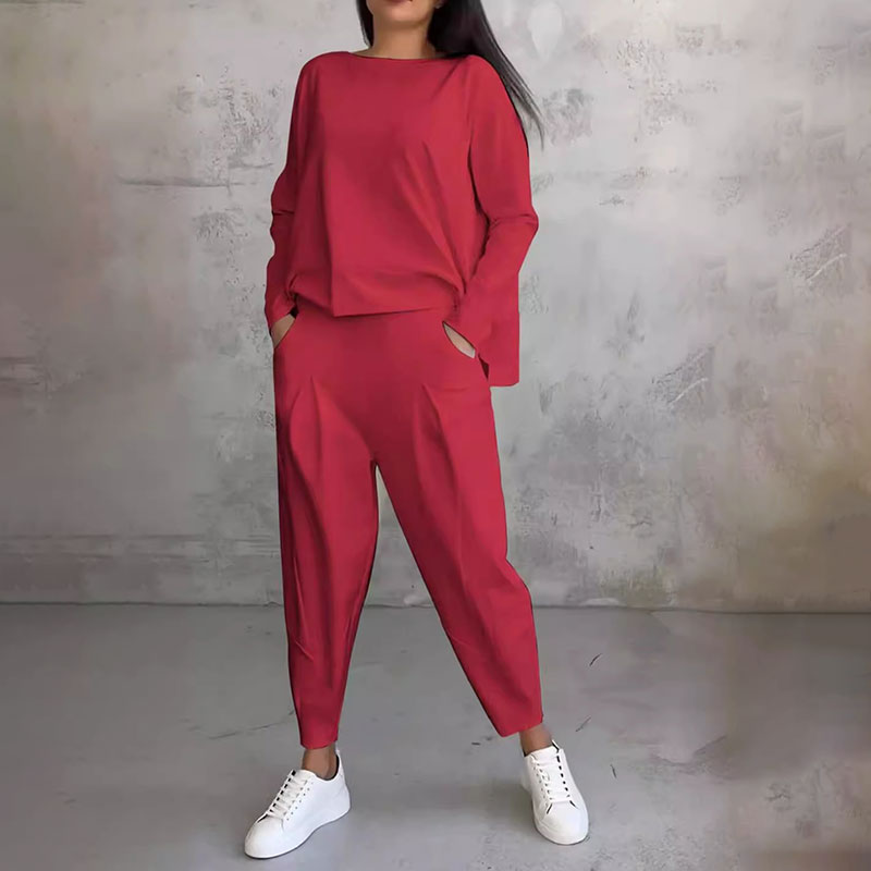 Elena - Damen Zweiteiler Set mit Longsleeve und Hose
