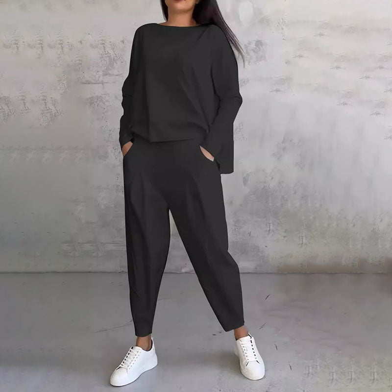 Elena - Damen Zweiteiler Set mit Longsleeve und Hose