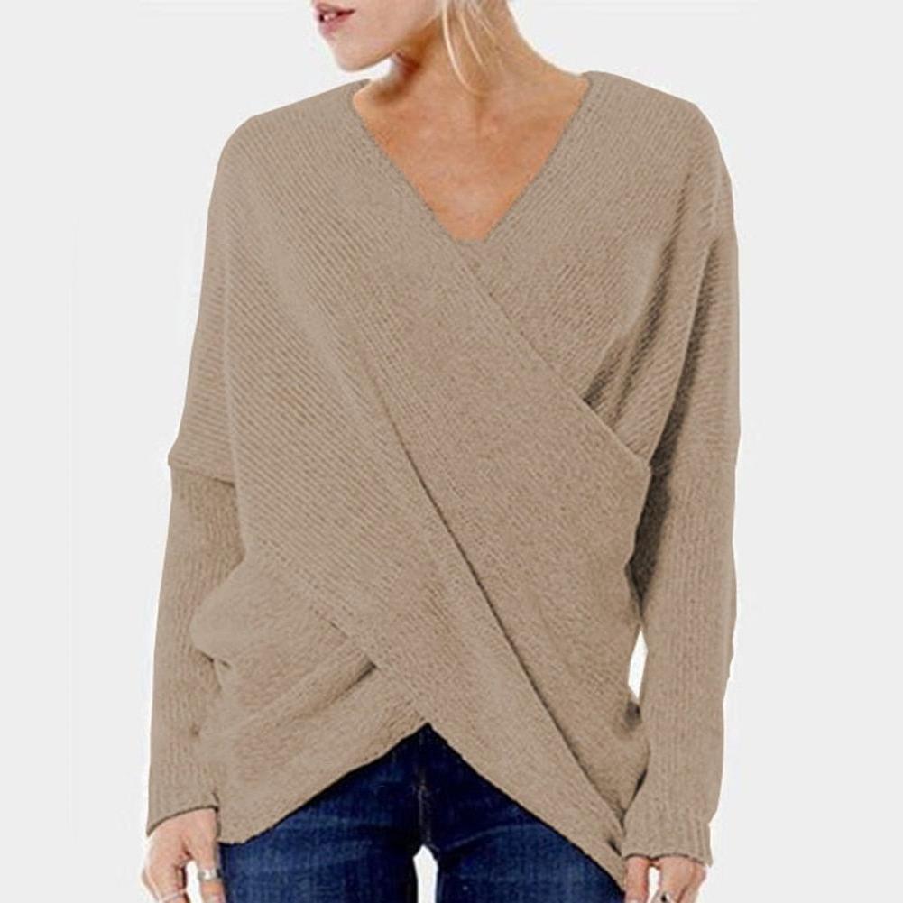 Elena - Strickpullover mit Wickeloptik und V-Ausschnitt Damen