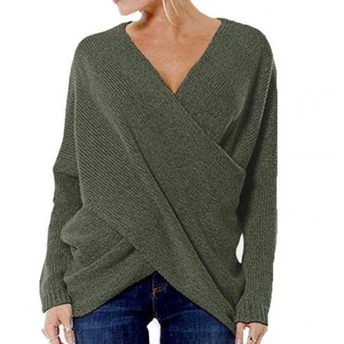 Elena - Strickpullover mit Wickeloptik und V-Ausschnitt Damen