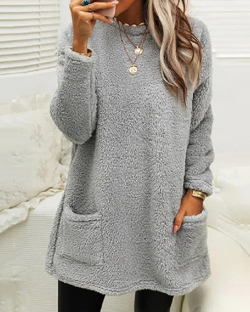 Mila - Damenpullover mit Taschen und Rundhalsausschnitt