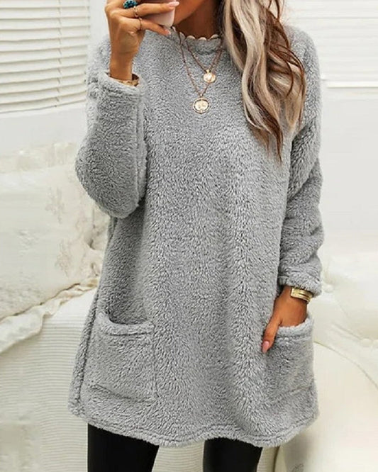 Mila - Damenpullover mit Taschen und Rundhalsausschnitt