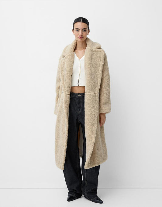 Amelia – Langer Winter-Teddyfellmantel