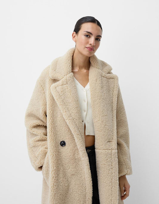 Amelia – Langer Winter-Teddyfellmantel