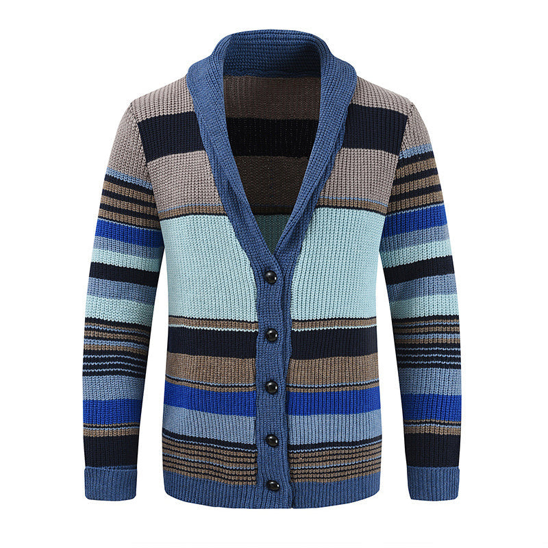 Marlon – Gestreifte Strickjacke mit Knopfleiste Herren