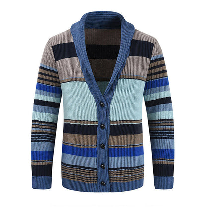 Marlon – Gestreifte Strickjacke mit Knopfleiste Herren