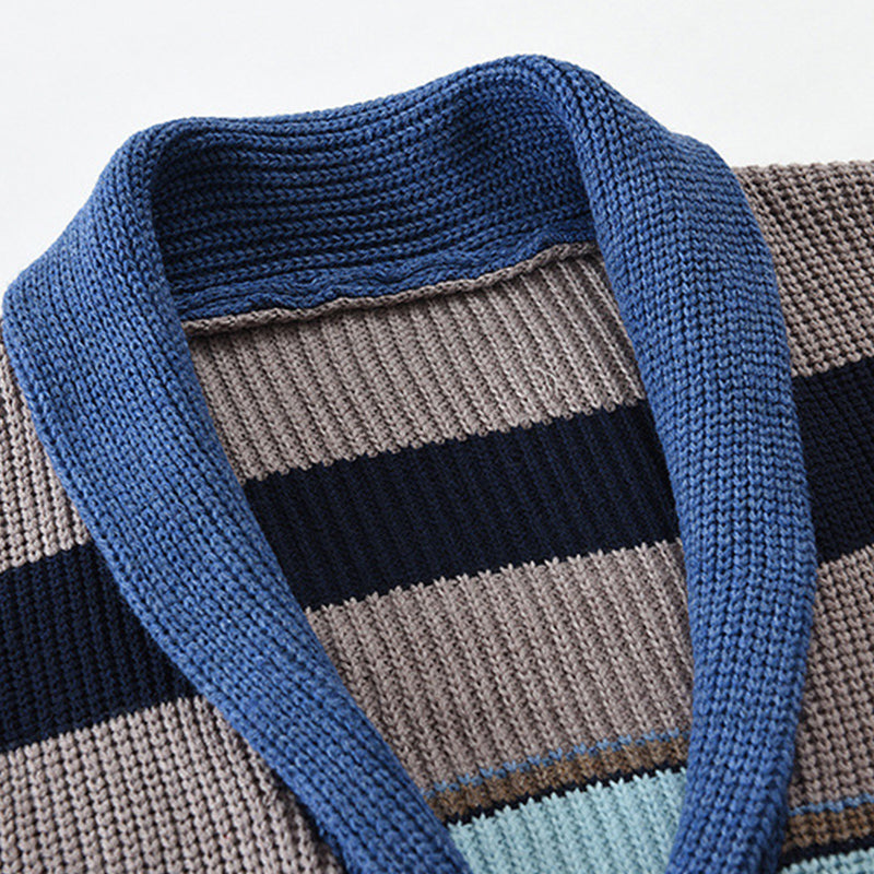 Marlon – Gestreifte Strickjacke mit Knopfleiste Herren