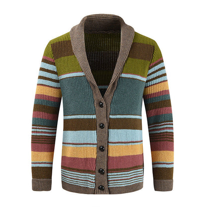 Marlon – Gestreifte Strickjacke mit Knopfleiste Herren