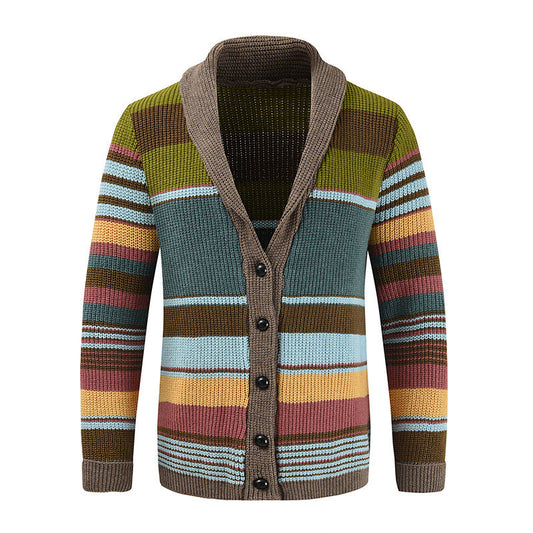 Marlon – Gestreifte Strickjacke mit Knopfleiste Herren