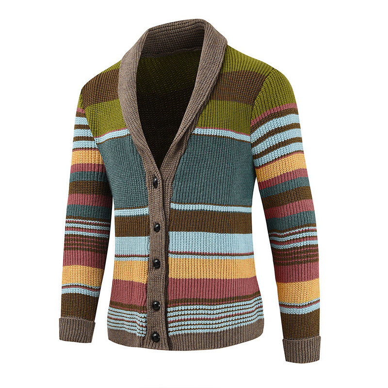 Marlon – Gestreifte Strickjacke mit Knopfleiste Herren